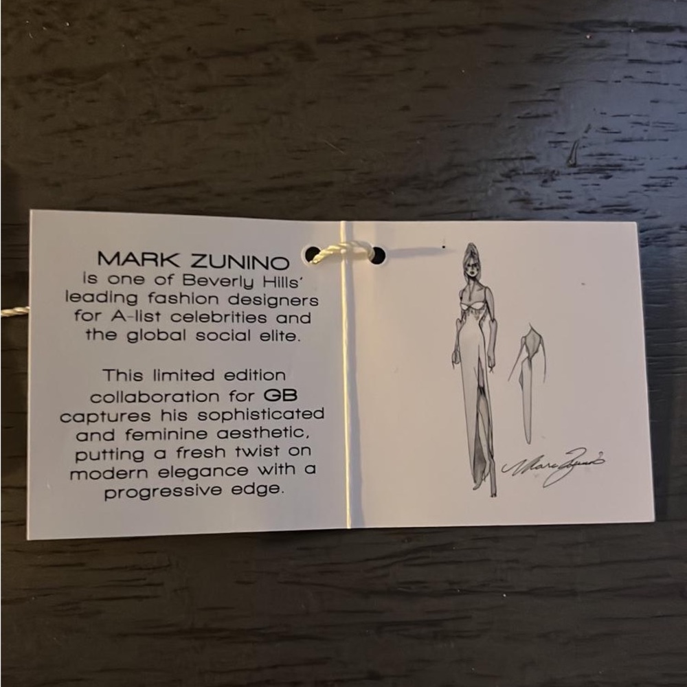 GB X MARK ZUNINO JEWELED FRINGE FRONT SLIT GOWN. - Picture 10 of 11